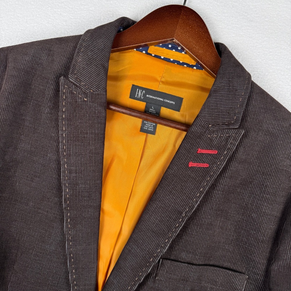 INC International Concepts Corduroy Blazer Mens L Brown Two Button Sport Coat